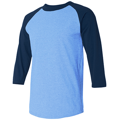 Fraternity & Sorority American Apparel Heather Lake Blue/Navy 3/4 Sleeve Raglan Shirt