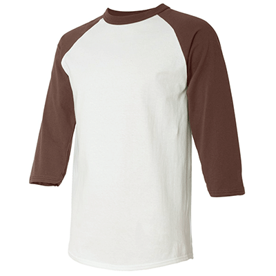 Fraternity & Sorority American Apparel White/Brown 3/4 Sleeve Raglan Shirt