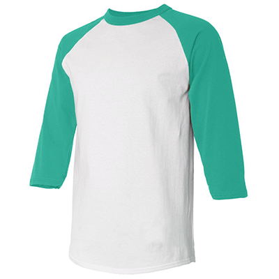 Fraternity & Sorority American Apparel White/Evergreen 3/4 Sleeve Raglan Shirt