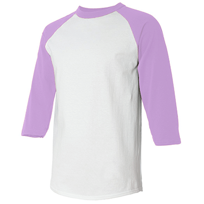 Fraternity & Sorority American Apparel White/Orchid 3/4 Sleeve Raglan Shirt