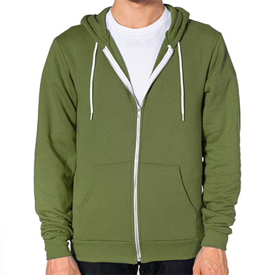 Fraternity & Sorority American Apparel Barrack Green Full-Zip Hooded Sweatshirt