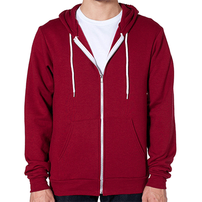 Fraternity & Sorority American Apparel Cranberry Full-Zip Hooded Sweatshirt