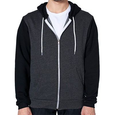 Fraternity & Sorority American Apparel Dark Heather Grey/Black Full-Zip Hooded Sweatshirt