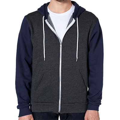 Fraternity & Sorority American Apparel Full-Zip Dark Heather Grey/Navy Hooded Sweatshirt