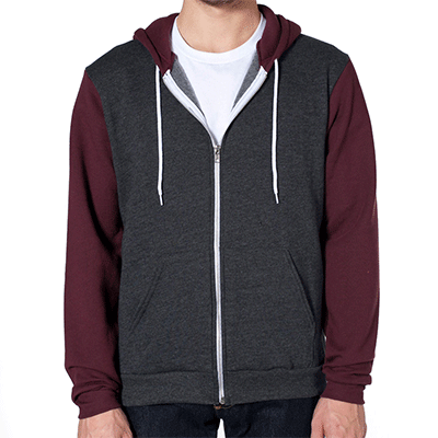 Fraternity & Sorority American Apparel Dark Heather Grey/Truffle Full-Zip Hooded Sweatshirt