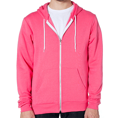 Fraternity & Sorority American Apparel Deep Pink Full-Zip Hooded Sweatshirt