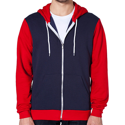 Fraternity & Sorority American Apparel Navy/Red Full-Zip Hooded Sweatshirt