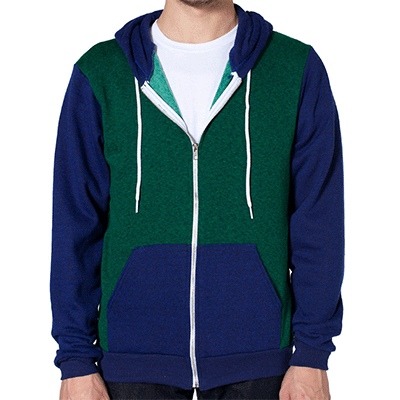 Fraternity & Sorority American Apparel Peppered Green/Peppered Lapis Full-Zip Hooded Sweatshirt