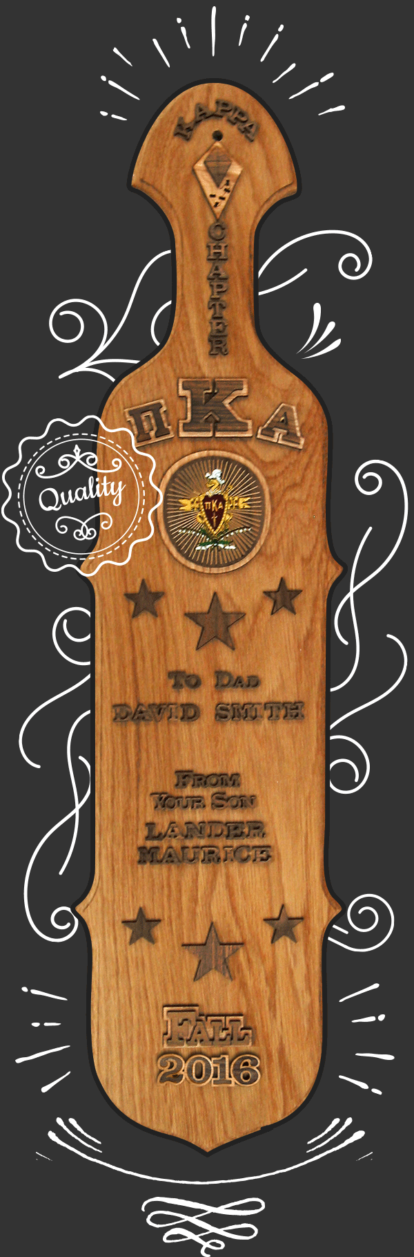 Decorated Fraternity & Sorority Paddle