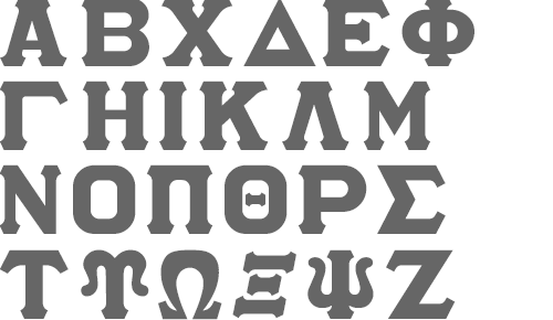 Standard Greek letter font