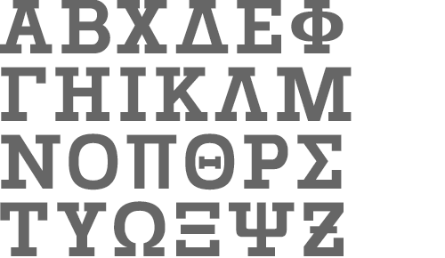 Varsity Greek letter font